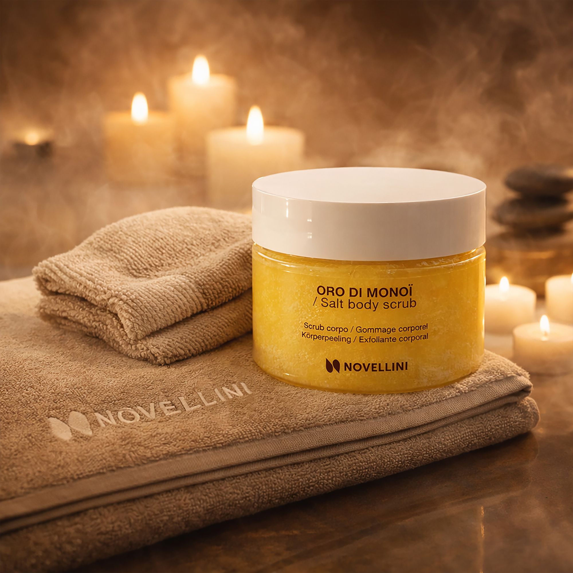 Wellness kit: scrub, guanto esfoliante e morbido telo